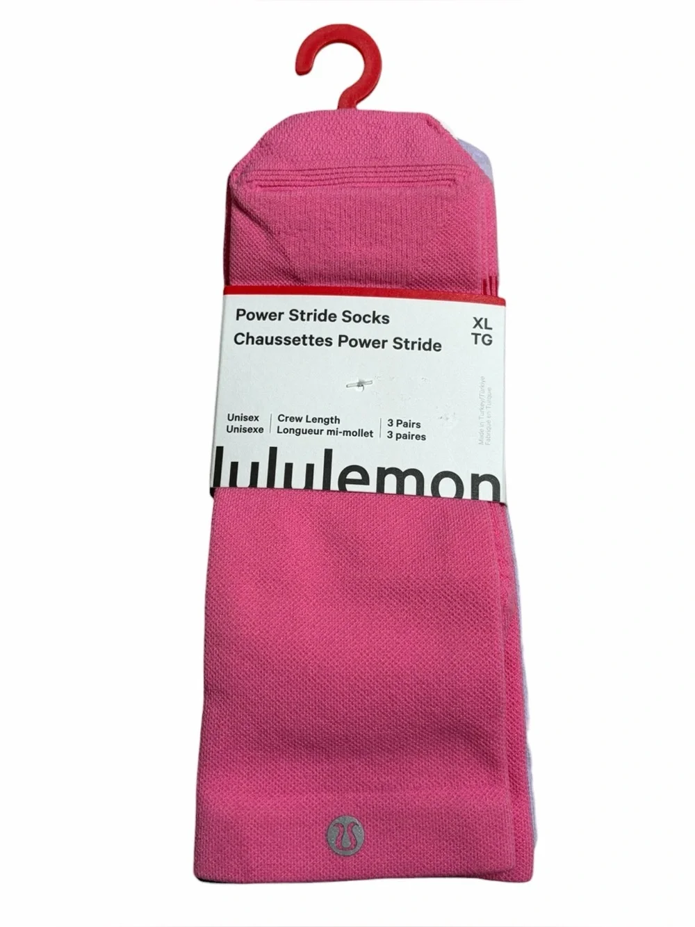 NWT Lululemon Power Stride Tab Socks *Crew (Raspberry/Sheer Violet/Riverside) XL